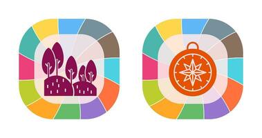 Forest and Compass Icon vector