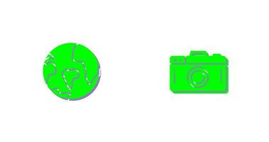 Camera and World Icon vector