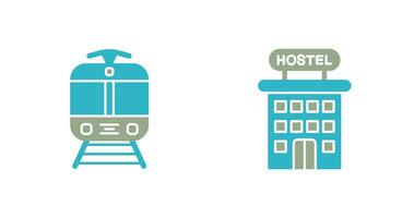 Tram and Hostel Icon vector