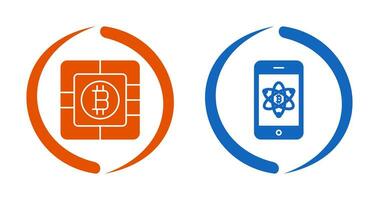 Bitcoin Chip and Mobile Icon vector