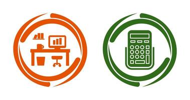 Office Desk and Calculator Icon vector