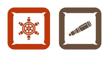 Ship Wheel and Binocular Icon vector