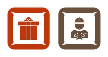 Gift Box and Worker Icon vector