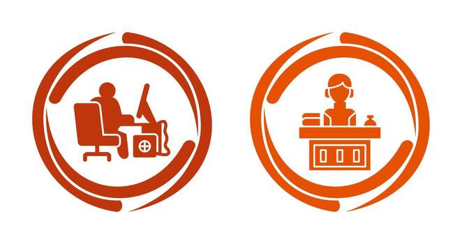Computer Worker and Office Reception Icon vector