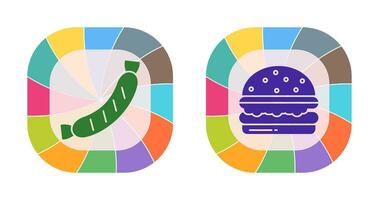 salchicha y hamburguesa icono vector