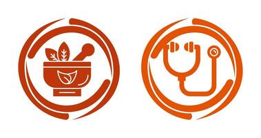 Ayurvedic and Stethoscope Icon vector