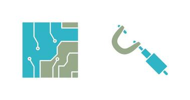 Electrical circuit and Micrometer Icon vector