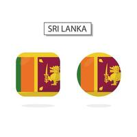 Flag of Sri Lanka 2 Shapes icon 3D cartoon style. vector