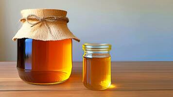 glass jar with honey. Generative Ai. photo