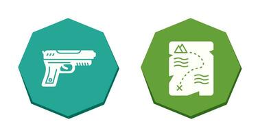 Gun and Treasure  Icon vector