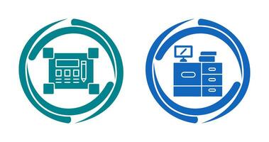 Blueprint and Desk Icon vector