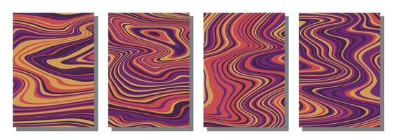 Abstract psychedelic groovy set background. vector