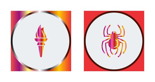 Torch and Spider Icon vector