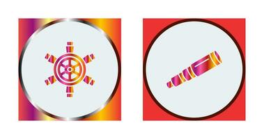 Ship Wheel and Binocular Icon vector