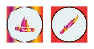 Bon Fire and Knife Icon vector