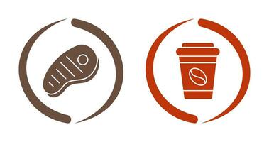 carne y café icono vector