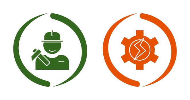 Worker and Setting Icon vector