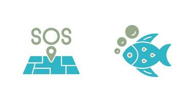 Sos and Fish Icon vector