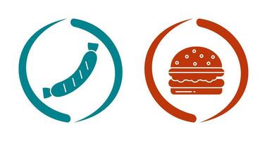 salchicha y hamburguesa icono vector
