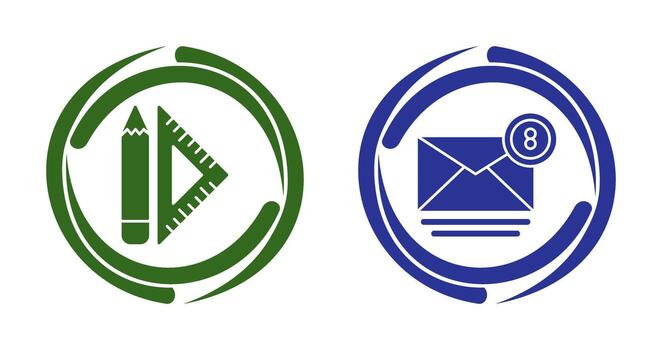 set square and mail Icon vector