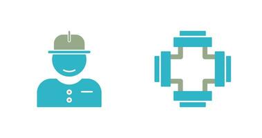 Worker and Plumbing Icon vector