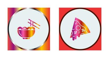 Chinese food and Pizza Icon vector