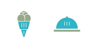 Ice cream and Dish Icon vector