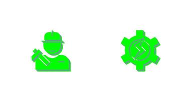 Worker and Setting Icon vector