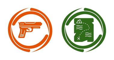 Gun and Treasure  Icon vector