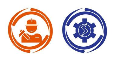 Worker and Setting Icon vector