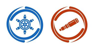 Ship Wheel and Binocular Icon vector