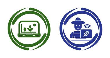 Smart Farm and Farmer Icon vector