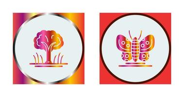 Tree and Butterfly Icon vector