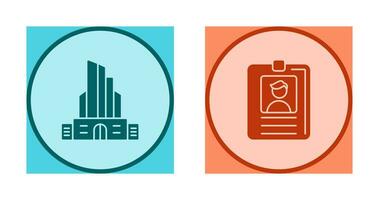 Id Card and Office Building Icon vector