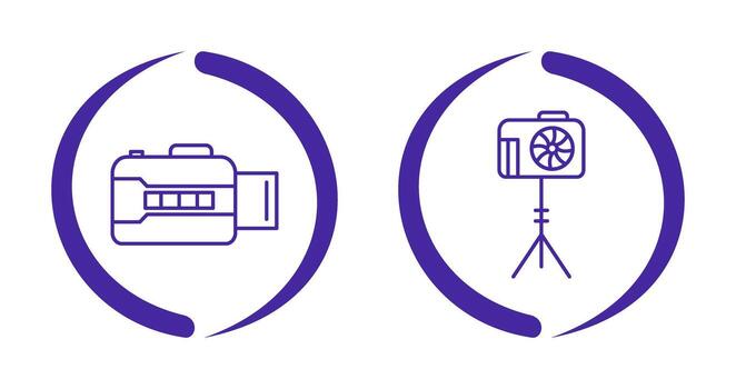 open camera and camera stand  Icon vector