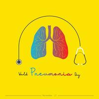 World Pneumonia Day 12 November, minimalist poster design with a picture of the lungs vector