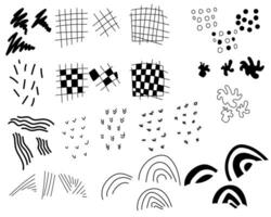 Set of decorative doodle elements for creativity, different shapes and combinations of simple lines and dots vector