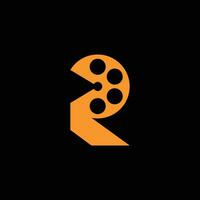 r logo con carrete película vector