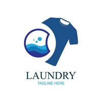 logo diseño lavandería icono Lavado máquina con burbujas para negocio ropa lavar limpia moderno modelo vector