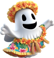 A cute ghost with flowers. AI-Generated. png
