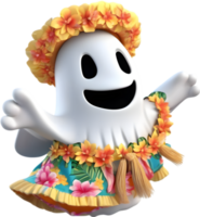 A cute ghost with flowers. AI-Generated. png