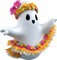 A cute ghost with flowers. AI-Generated. png