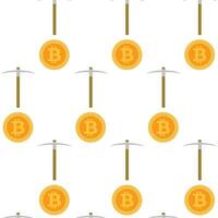 Mining bitcoin seamless pattern. Background bitcoin currency. Vector illustration
