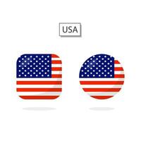 Flag of USA 2 Shapes icon 3D cartoon style. vector