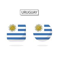 Flag of Uruguay 2 Shapes icon 3D cartoon style. vector