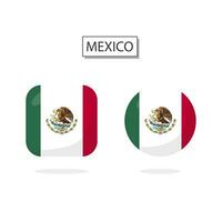 Flag of Mexico 2 Shapes icon 3D cartoon style. vector