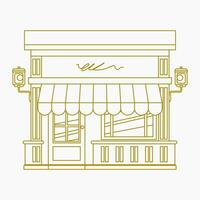 Editable Isolated Outline Style Front View Shop Building Vector Illustration for Decorative Element of Marketing Concept Related Design