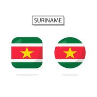 Flag of Suriname 2 Shapes icon 3D cartoon style. vector