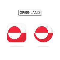 Flag of Greenland 2 Shapes icon 3D cartoon style. vector