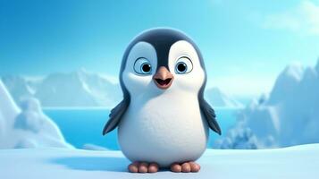 a cute little Penguin in Disney cartoon style. Generative AI photo